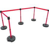 Ensemble de cinq montants pour barri&egrave;re PLUS, Plastique, 42" h, Ruban Rouge, Longueur du ruban 15' Distribution Élite MP
