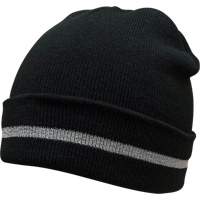 Bonnet en tricot avec bande r&eacute;fl&eacute;chissante argent&eacute;e, Taille unique, Noir Distribution Élite MP