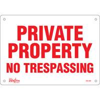 "Private Property" Sign, 7" x 10", Plastic, English Distribution Élite MP