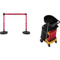 Plus Portable Barrier System Cart Package with Tray, 75' L, Metal/Plastic, Red Distribution Élite MP