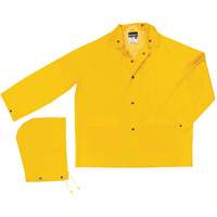 Classic Series Rain Jacket with Detachable Hood, Polyester/PVC, Large, Yellow Distribution Élite MP