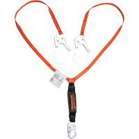 Titan Shock-Absorbing Lanyard, 6', Locking Rebar Hook Center, Locking Snap Hook Leg Ends, Polyester Distribution Élite MP