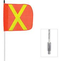 Fanion &agrave; tige en fibre de verre non aliment&eacute; Safety Whip, Fixation Filet&eacute;, Hauteur 6', Orange avec X r&eacute;fl&eacute;chissant Distribution Élite MP