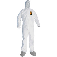 KleenGuardA45 Liquid & Particle Protection Coveralls with Anti-Slip Shoe, Large, Grey/White, Microporous Distribution Élite MP