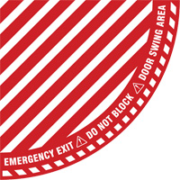 Signalisation au sol ?Emergency Exit? (sortie de secours) pour porte battante en quart de cercle, Adh&eacute;sif, Anglais avec pictogramme Distribution Élite MP