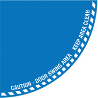 Signalisation au sol ?Caution? (attention) pour porte battante en quart de cercle, Adh&eacute;sif, Anglais avec pictogramme Distribution Élite MP