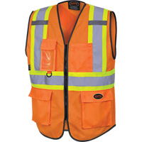 6958 Zipper Front Safety Vest, High Visibility Orange, Small, Polyester Distribution Élite MP