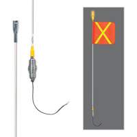 Tiges de s&eacute;curit&eacute; tout-temps de s&eacute;rie lourde avec lumi&egrave;re DEL constante Safety Whip, Fixation Ressort, Hauteur 5', Orange avec X r&eacute;fl&eacute;chissant Distribution Élite MP