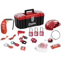 Trousse de cadenassage standard avec cadenas en thermoplastique Zenex, Ensemble &eacute;lectrique/Vanne, 27 composants compris Distribution Élite MP