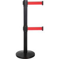 Barri&egrave;re pour le contr&ocirc;le des foules &agrave; courroie double, Acier, 35" h, Ruban Rouge, Longueur du ruban 7' Distribution Élite MP