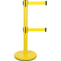 Barri&egrave;re pour le contr&ocirc;le des foules &agrave; courroie double, Acier, 35" h, Ruban Jaune, Longueur du ruban 7' Distribution Élite MP
