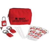 Trousse de cadenassage/&eacute;tiquetage avec cadenas de s&eacute;curit&eacute; en nylon dans une pochette, Ensemble &eacute;lectrique, 14 composants compris Distribution Élite MP