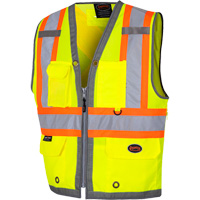 6673 Mesh-Back Zip-Front Surveyor's Vest, High Visibility Lime-Yellow, Small, Polyester Distribution Élite MP