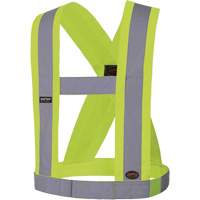 5492 4" Wide Adjustable Safety Sash, Meets/Exceeds CSA Z96 Class 2 - Level 2, High Visibility Lime-Yellow, Silver Reflective Colour, One Size Distribution Élite MP
