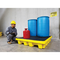 Ultra-Spill Pallet emboitable, 4 barils, Capacit&eacute; de d&eacute;versement 66 gal. US, 51" x 51" x 10" Distribution Élite MP