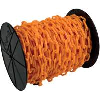 Chaîne de s&eacute;curit&eacute; en plastique robuste, Orange, Maillon de 2", 100' de long Distribution Élite MP