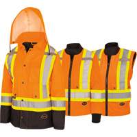 5020BBW Women's  7-in-1 Waterproof Jacket with Hood, Polyester/Polyurethane, High Visibility Orange, X-Small Distribution Élite MP