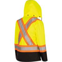 5021BBW Women's  7-in-1 Waterproof Jacket with Hood, Polyester/Polyurethane, High Visibility Lime-Yellow, X-Small Distribution Élite MP