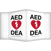 90° Projecting "AED/DEA" Sign, 9" x 6", Plastic, Bilingual with Pictogram Distribution Élite MP