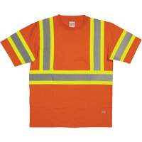 Short Sleeve Safety T-Shirt, Cotton, X-Small, High Visibility Orange Distribution Élite MP
