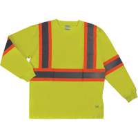 Long Sleeve Safety T-Shirt, Cotton, X-Small, High Visibility Lime-Yellow Distribution Élite MP