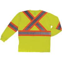 Long Sleeve Safety T-Shirt, Cotton, X-Small, High Visibility Lime-Yellow Distribution Élite MP
