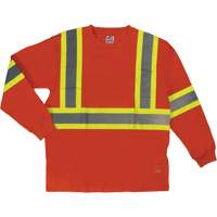 Long Sleeve Safety T-Shirt, Cotton, X-Small, High Visibility Orange Distribution Élite MP