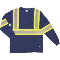 Long Sleeve Safety T-Shirt, Cotton, X-Small, Navy Blue Distribution Élite MP