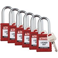 Cadenas de verrouillage Velocity, Rouge, Cl&eacute;s diff&eacute;rentes, Nylon, Largeur de 1-1/2" Distribution Élite MP
