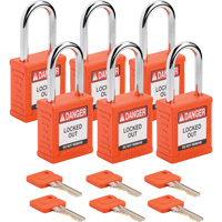 Cadenas de verrouillage Velocity, Orange, Cl&eacute;s diff&eacute;rentes, Nylon, Largeur de 1-1/2" Distribution Élite MP