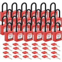 Cadenas de verrouillage Velocity, Rouge, Cl&eacute;s diff&eacute;rentes, Nylon, Largeur de 1-1/2" Distribution Élite MP