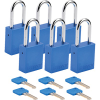 Velocity Lockout Padlocks, Blue, Keyed Different, Aluminum, 1-1/2" Width Distribution Élite MP
