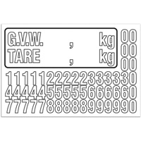 Trousse de num&eacute;rotation de la masse brute du v&eacute;hicule (MBV) pour camion, Num&eacute;ros/lettres/ponctuation assortis, Blanc Distribution Élite MP