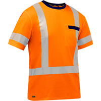 Chemise &agrave; manches courtes et X au dos Bisley, Poly-coton, Petit, Orange haute visibilit&eacute; Distribution Élite MP