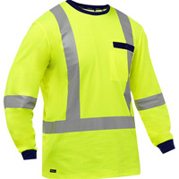 Chemise &agrave; manches longues et X au dos Bisley, Poly-coton, Petit, Jaune lime haute visibilit&eacute; Distribution Élite MP