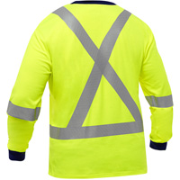 Chemise &agrave; manches longues et X au dos Bisley, Poly-coton, Petit, Jaune lime haute visibilit&eacute; Distribution Élite MP