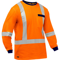 Chemise &agrave; manches longues et X au dos Bisley, Poly-coton, Petit, Orange haute visibilit&eacute; Distribution Élite MP