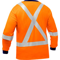 Chemise &agrave; manches longues et X au dos Bisley, Poly-coton, Petit, Orange haute visibilit&eacute; Distribution Élite MP
