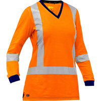 Chemise &agrave; manches longues et X au dos Bisley pour femmes, Poly-coton, Petit, Orange haute visibilit&eacute; Distribution Élite MP