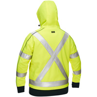 Coton ouat&eacute; doubl&eacute; de sherpa avec capuchon &agrave; fermeture &eacute;clair compl&egrave;te et X au dos Bisley pour femmes, Petit, Jaune lime haute visibilit&eacute; Distribution Élite MP