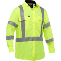 Chemise de travail &agrave; manches longues et X au dos Bisley avec X-Airflow, Poly-coton, Petit, Jaune lime haute visibilit&eacute; Distribution Élite MP