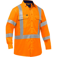 Chemise de travail &agrave; manches longues et X au dos Bisley avec X-Airflow, Poly-coton, Petit, Orange haute visibilit&eacute; Distribution Élite MP