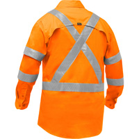 Chemise de travail &agrave; manches longues et X au dos Bisley avec X-Airflow, Poly-coton, Petit, Orange haute visibilit&eacute; Distribution Élite MP