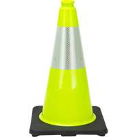 C&ocirc;ne de signalisation de premi&egrave;re qualit&eacute;, 18", Vert lime, Bande(s) r&eacute;fl&eacute;chissante(s) 6" Distribution Élite MP