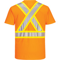 T-shirt de s&eacute;curit&eacute; &agrave; bandes contrastantes, Polyester, Petit, Orange haute visibilit&eacute; Distribution Élite MP