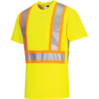 T-shirt de s&eacute;curit&eacute; &agrave; bandes contrastantes, Polyester, Petit, Jaune lime haute visibilit&eacute; Distribution Élite MP