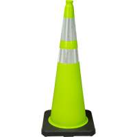 C&ocirc;ne de signalisation de premi&egrave;re qualit&eacute;, 36", Vert lime, Bande(s) r&eacute;fl&eacute;chissante(s) 4" & 6" Distribution Élite MP