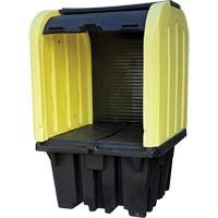 Palette anti-d&eacute;versement jaune &agrave; couvercle rigide roulant, 65" lo x 65" la x 101" h, Capacit&eacute; de charge 5000 lb Distribution Élite MP