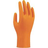 Gants jetables haute visibilit&eacute; 709HVO, 7/Petit, Nitrile, 8 mils, Sans poudre, Orange Distribution Élite MP