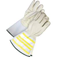 High-Visibility Utility Gloves with 6.25" Cuff, Small, Grain Cowhide Palm Distribution Élite MP